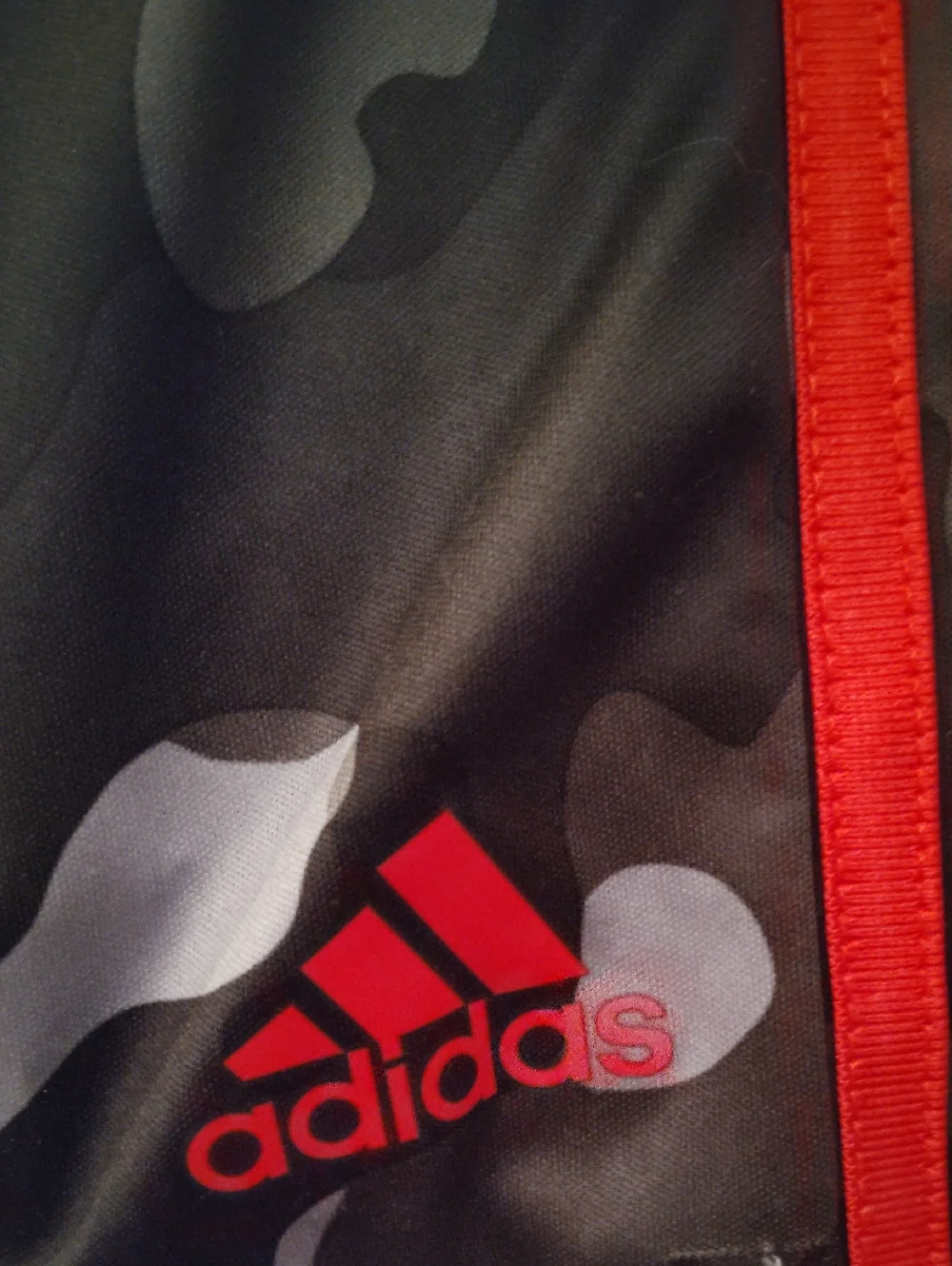 adidas Black and Gray Athletic Shorts with Red Accent